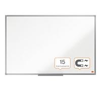 Nobo Steel Magnetic Whiteboard, 900 x 600mm, Aluminium Trim, Corner Wall Mounting, Includes Whiteboard Pen Tray, Essence Range, 90 x 60cm, White, 1905210