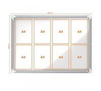 Nobo Outdoor Magnetic Lockable Notice Board 8 x A4, Premium Plus, White, 1902579