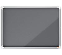 Nobo Felt Lockable Notice Board 8 x A4, Premium Plus, Grey, 1915329