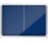 Nobo Felt Lockable Notice Board With Sliding Glass Door, 8 x A4, Premium Plus, Blue, 1902565