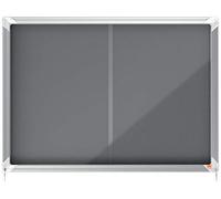 Nobo Felt Lockable Notice Board With Sliding Glass Door, 8 x A4, Premium Plus, Grey, 1915336