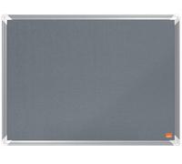 Nobo Felt Notice Board, 600 x 450 mm, Aluminium Trim, Corner Wall Mounting, Premium Plus, Grey, 1915194