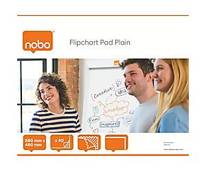 Nobo Flipchart Pad for Flip Over Easel 40 Sheets B1 Plain Pack of 5