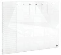 Nobo Glass Weekly Planner Magnetic Whiteboard, Dry Erase Surface, Frameless, Home/Office, 430 x 560 mm, Includes Marker Pen, White, 1915602