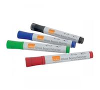 Nobo Glass Whiteboard Marker Bullet Tip 3mm Line Assorted Colours (Pack 4) 19053