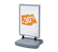 Nobo Impression Pro A1 Water Base Pavement Sign, Extra Stable | Double-sided snap frame, anti-glare PP cover, concealed wheels, outdoor, shop, café, restaurant, high-traffic walkways