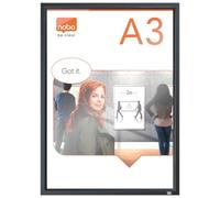 Nobo Impression Pro Frame Graphite Gray A3 Poster Holder Clear Kids