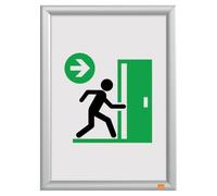 Nobo Impression Pro fire-Resistant A3 Poster Frame DIN 4102-B1 | Snap-open frame, anti-glare APET cover, 25mm aluminium, evacuation routes, corridor, hospital, concealed mounting