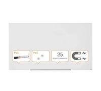 Nobo Glass Magnetic Whiteboard with Removable Pen Tray, 1900 x 1000 mm, InvisaMount Mounting System, Impression Pro, Brilliant White, 1905178