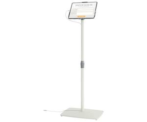 Nobo Impression Pro Tablet Floor Stand, Height-Adjustable & Lockable | Tablets 9"-12.9", height 690-1190mm, rotation, cable management, anti-theft, reception, shop, display, white