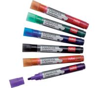 Nobo Liquid Ink Drywipe Whiteboard Pens, 3 mm Bullet Tip, Pack of 6, 1901419, Coloured