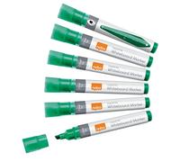 Nobo Liquid Ink Drywipe Whiteboard Pens, 4 mm Chisel Tip, Pack of 10, 1915385, Coloured