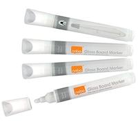 Nobo Glass Whiteboard Markers White (Pack 4)