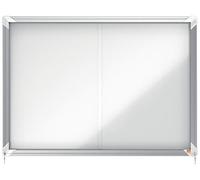 Nobo Magnetic Lockable Notice Board With Sliding Glass Door, 8 x A4, Premium Plus, White, 1902569