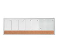 Nobo Small Magnetic Whiteboard Weekly Planner, Cork Notice Board Strip, Aluminium Trim, Dry Wipe, Wall Mountable, Integrated Pen Clip, 585 x 190 mm, Grey, 1903780