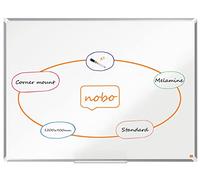 Nobo Melamine Whiteboard, Non-Magnetic, 1200 x 900mm, Aluminium Trim, Corner Wall Mounting, Includes Whiteboard Pen, Premium Plus, 120 x 90cm, White, 1915168