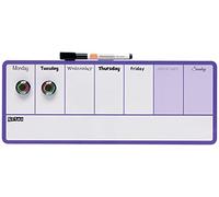 Nobo Mini Magnetic Whiteboard Weekly Planner, Dry Wipe, Wall Mountable, 2 Tone Design, Integrated Pen Clip, Includes Pen & Magnets, 360 x 140 mm, Purple, 1904048