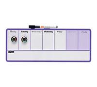 Nobo Mini Wall Mountable Magnetic Whiteboard Weekly Planner 1904048 Lacquered Steel 360 x 140 mm White, Purple