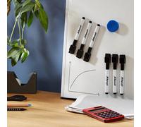 Nobo Mini Whiteboard Pen With Magnetic Eraser Cap - 6 Pack Black