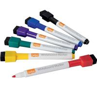 Nobo Mini Whiteboard Pens With Magnetic Eraser Cap, 2mm Fine Tip, Dry Wipe/Erase, Low Odour, Assorted Colours, 1903792, Pack of 1 (6 count)