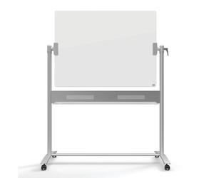 Nobo Mobile Glass Whiteboard w/ Pen Tray Castors Magnetic Dry Erase Noticeboard