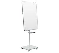 Nobo Move & Meet Mobile Magnetic Flipchart Easel, 680 x 1040 mm, Portable Whiteboard On Wheels With Dry Wipe/Erase Surface, Double Sided Adjustable Height With Extending Arms, 1915644