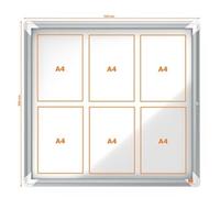 Nobo Noticeboard Glazed Case Lockable Magnetic Steel 6xA4 692x752mm