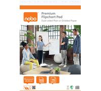 Nobo Premium Flipchart Pad 60x85cm. Dual-Sided Plain or Gridded Paper.