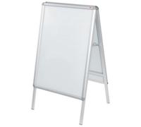 Nobo A1 A-Board Sign Holder With Snap Frame, Free-Standing, Double-Sided, Aluminium Trim, Anti-Glare Protective Cover, Premium Plus, Silver, 1902206