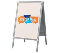 Nobo Premium Plus A1 A-Frame Pavement Sign, Double-Sided for Outdoor Use | Snap-open frame, polypropylene anti-glare cover, lightweight, collapsible, anti-scratch feet, shop cafe walkways