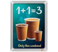 Nobo Premium Plus A3 Poster Frame, Anti-Glare Snap-Open Design | Snap frame for quick poster swaps, 25 mm aluminium, concealed wall mount, schools offices reception, white