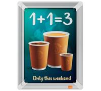 Nobo Premium Plus A4 Poster Frame, snap-Open Anti-Glare | Snap frame for schools, offices, reception, 25 mm aluminium frame, portrait or landscape, mounting kit included, white