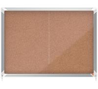 Nobo Cork Lockable Notice Board With Sliding Glass Door, 8 x A4, Premium Plus, Brown, 1915331
