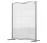 Nobo Clear Acrylic Desk Divider, 1.4 m High, Free Standing Screen System, Premium Plus, 800 x 1000 mm, 1915492