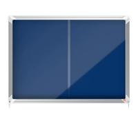 Nobo Felt Lockable Notice Board With Sliding Glass Door, 8 x A4, Premium Plus, Blue, 1902565