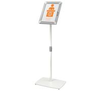 Nobo Premium Plus Lockable A4 Display Stand with Key-Locking Frame | Poster stand for office, shop, school, reception, height-adjustable 760-1260mm, rotating, anti-glare cover, aluminium frame