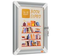 Nobo Premium Plus Lockable A4 Poster Frame, Anti-Glare | Key-locking aluminium frame 32mm, hinged front door, for office school hotel display, white, 2 keys included