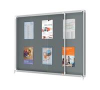 Nobo Premium Plus Lockable Noticeboard 18xA4 Sheets Grey Felt 1915338