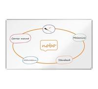 Nobo Melamine Whiteboard, Non-Magnetic, 2000 x 1000mm, Aluminium Trim, Corner Wall Mounting, Includes Whiteboard Pen, Premium Plus, 200 x 100cm, White, 1915172