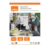 Nobo Recycled Flipchart Pad 58x81cm, Dual-Sided Plain or Gridded Paper, 50 Sheet, 70g/m², 1 Pack, Rolled