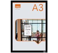 Nobo Self-adhesive Magnetic Poster Frame A3, Magnetic Display Frame, Pack of 2, A3 Magnetic Frames for Posters, Signs and Information, Black, 1915700