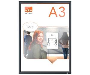 Nobo Snap Clip Frame A3 Impression Pro Wall Mounted Poster Display Graphite