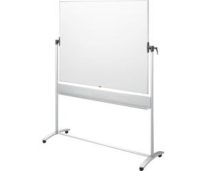 Nobo Steel Mobile Dry Wipe Magnetic Whiteboard With Horizontal Pivot (Flips Top To Bottom), Free Standing Mobile Whiteboard On Castor Wheels, With Pen Tray Holder & Marker, White, 1901031