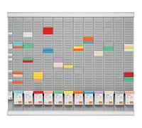 Nobo T-Card Annual Planning Kit, Wall Mount, 12 Columns & 32 Slots, Size 2, Includes T-Cards & Index Column, 32938864