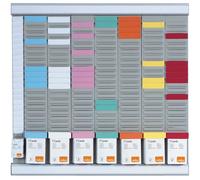 Nobo T-Card Office Planner Kit, Wall Mount, 7 Columns & 24 Slots, Size 2, Includes T-Cards In Assorted Colours & Index Column