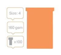Nobo T-Cards Size 4 Pack of 100 Orange 2004009