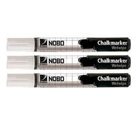 Nobo White Chalkmarkers, Pack of 3, No Dust Residue, 34438398