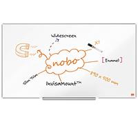 Nobo Widescreen Enamel Magnetic Whiteboard With Pen Tray, 890 x 500mm, Slim Trim Frame, InvisaMount Mounting System, Impression Pro, 89 x 50cm, White, 1915249