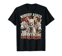 Nobody Asked for an Encore Funny Donkey Karaoke Humor Art Value Graphic T-Shirt, Men, Black, M