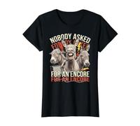 Nobody Asked for an Encore Funny Donkey Karaoke Humor Art Value Graphic T-Shirt, Women, Black, S